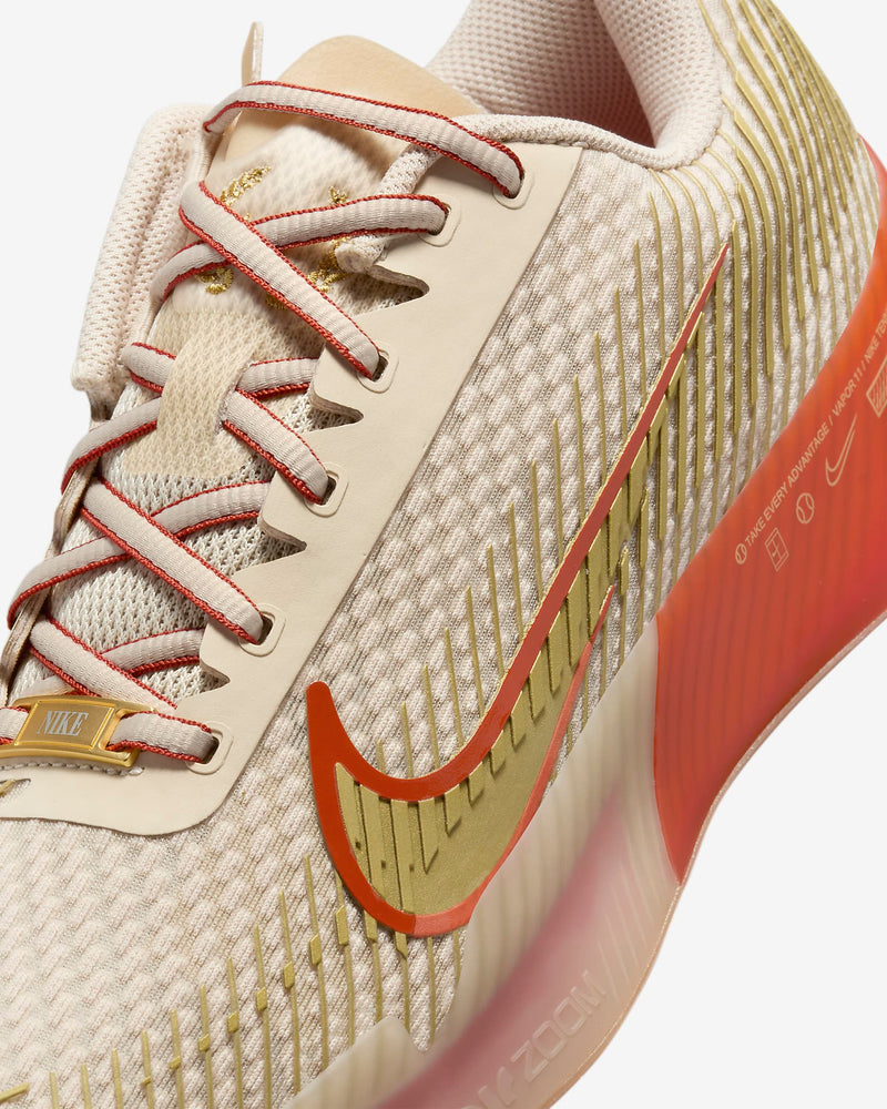 Women's Air Zoom Vapor 11 Premium Tennis Shoes in Sanddrift/Metallic Gold-Rust Factor