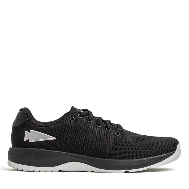 GORUCK Ballistic Trainers black sneaker with silver logo, durable rucking shoe on white background