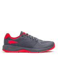 GORUCK Ballistic Trainers in wolf grey with high risk red accents, side profile on white background