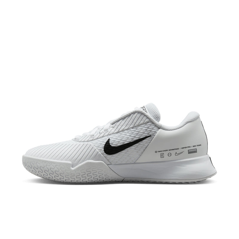 Women's Court Air Zoom Vapor Pro 2 Shoes in White/Black-Pure Platinum