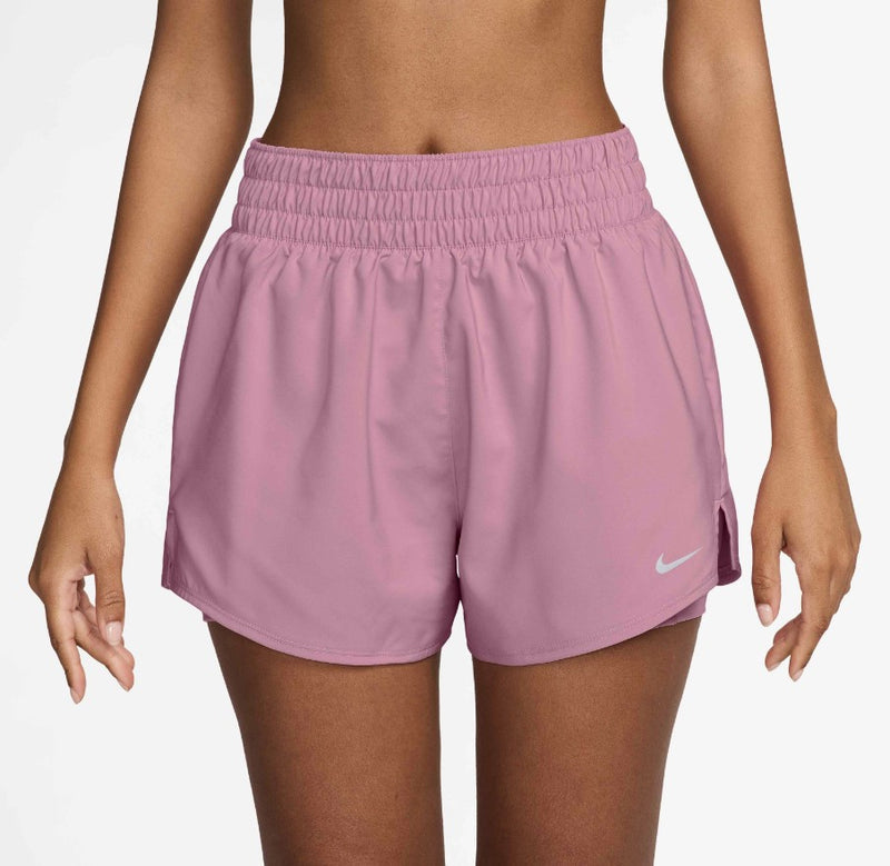 Women's One Dri-FIT High-Waisted 3" 2-in-1 Shorts in Elemental Pink/Reflective Silv