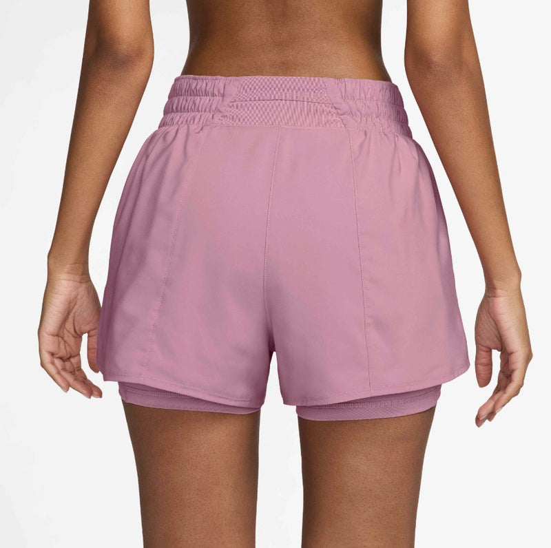 Women's One Dri-FIT High-Waisted 3" 2-in-1 Shorts in Elemental Pink/Reflective Silv