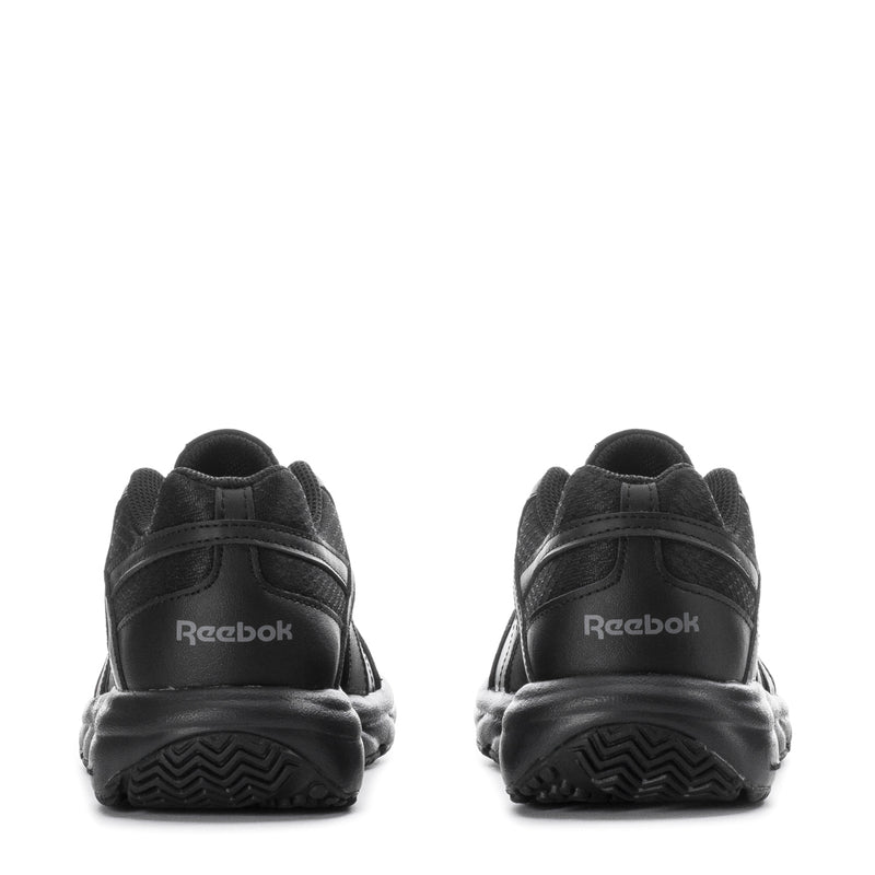 Black women's lace-up sneakers with Reebok heel branding and cushioned outsole