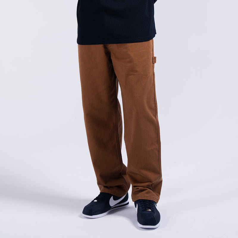 Men's brown cargo work pants with relaxed straight legs