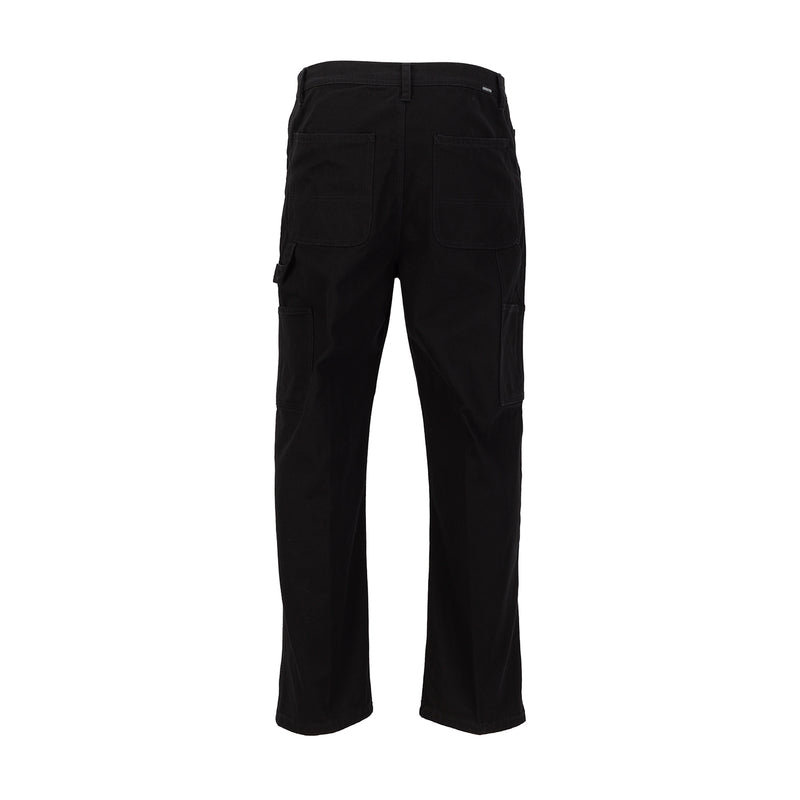 Men's black cargo work pants with side pockets and relaxed straight fit