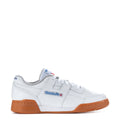 Women’s Reebok low-top sneakers, white leather with orange gum sole and logo details