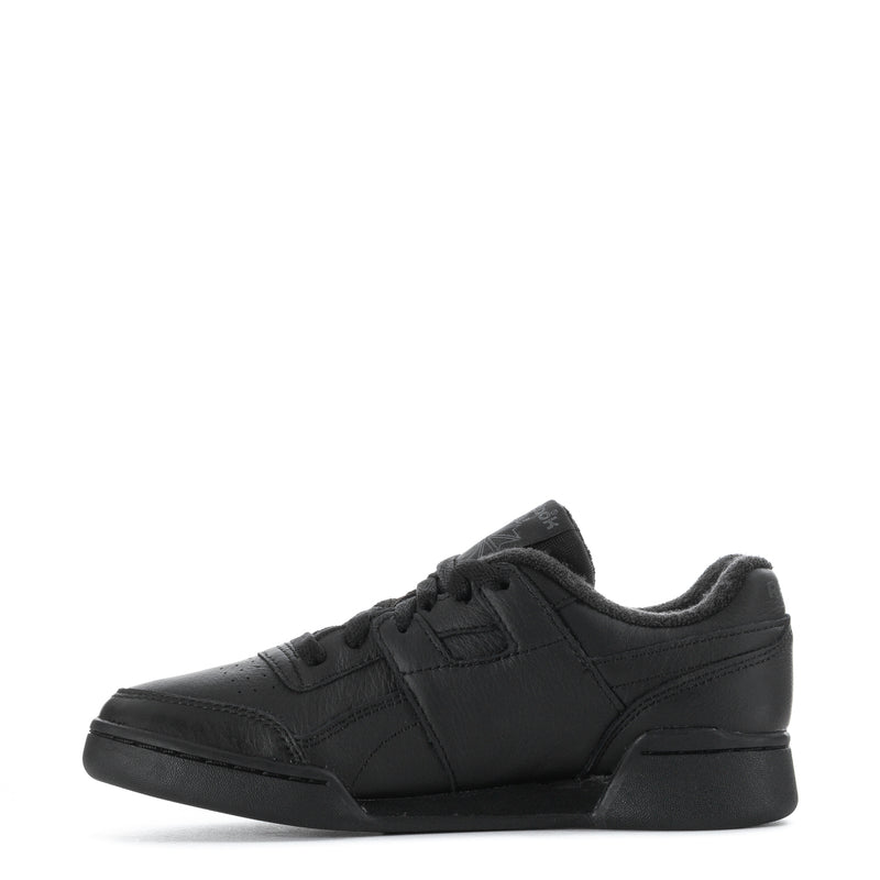 Black low-top lace-up sneaker with padded collar and side detailing