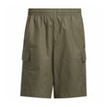 Olive woven cargo shorts with elastic waistband and side cargo pockets