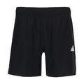 Youth black woven shorts with elastic waistband and small adidas logo on right leg