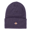 Navy woven label cuffed tall beanie hat