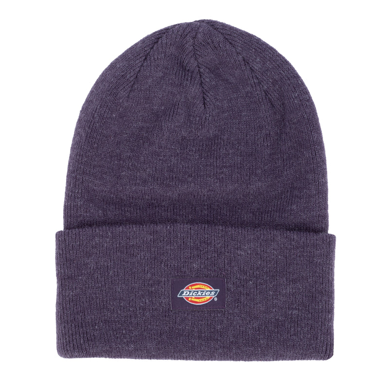 Navy woven label cuffed tall beanie hat