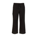Youth woven open-hem pants, black wide-leg front with elastic waistband