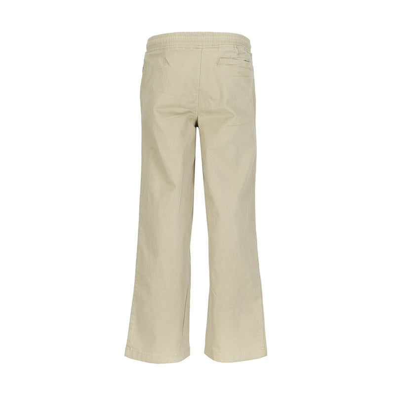 Youth woven open-hem pants, light khaki, elastic back waistband with drawstring