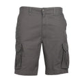 Men's gray woven ripstop cargo shorts with front pockets and side cargo flap pockets