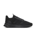 Mens black athletic running shoe with mesh upper, lace-up front, and textured sole