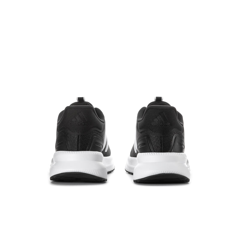 Men's adidas black knit sneakers with white midsole and rear pull-tab