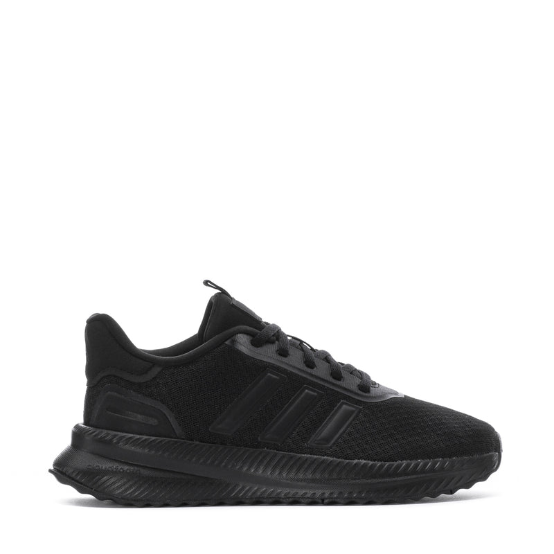 Women's black lace-up running sneakers with cushioned tread outsole