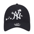 Kids navy baseball cap with embroidered NY logo and flower details