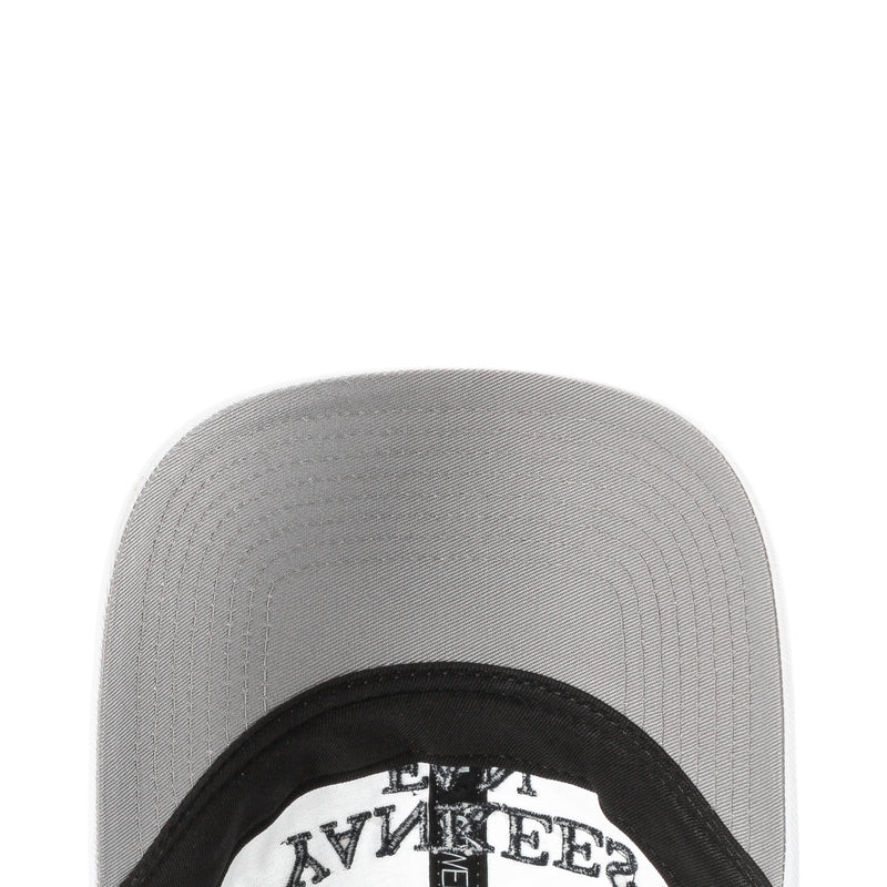 Grey inner brim with black edge and Yankees fan lettering