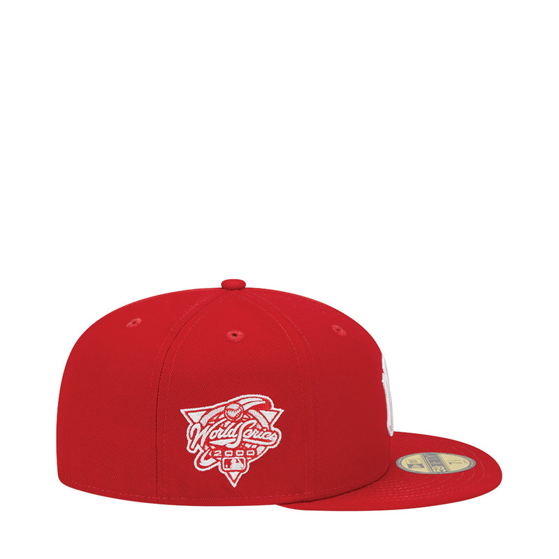 Red baseball cap with World Series side patch