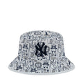Kids bucket hat with zoo icon print and navy Yankees NY logo, light background