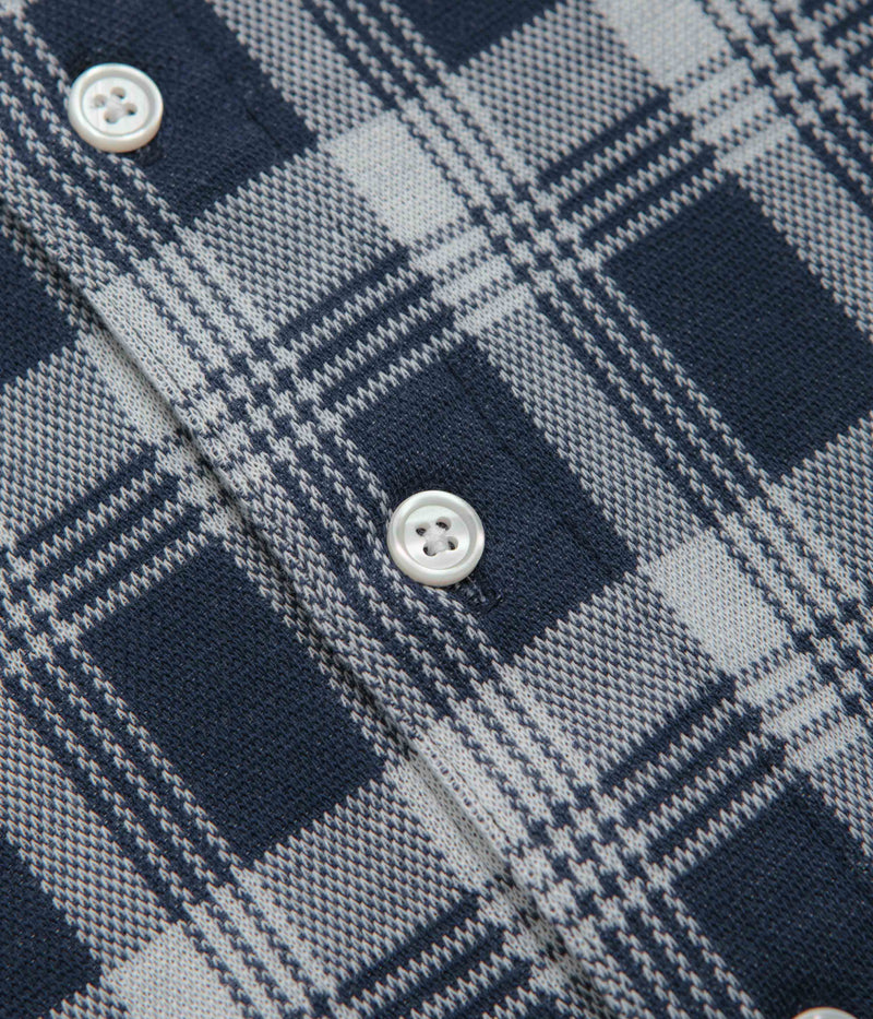 Yardsale YS Knitted Short Sleeve Shirt in Blue and White