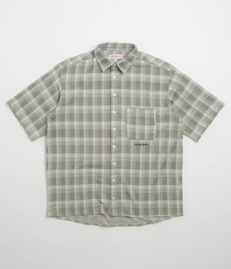 Yardsale YS Knitted Short Sleeve Shirt in Stone and Olive