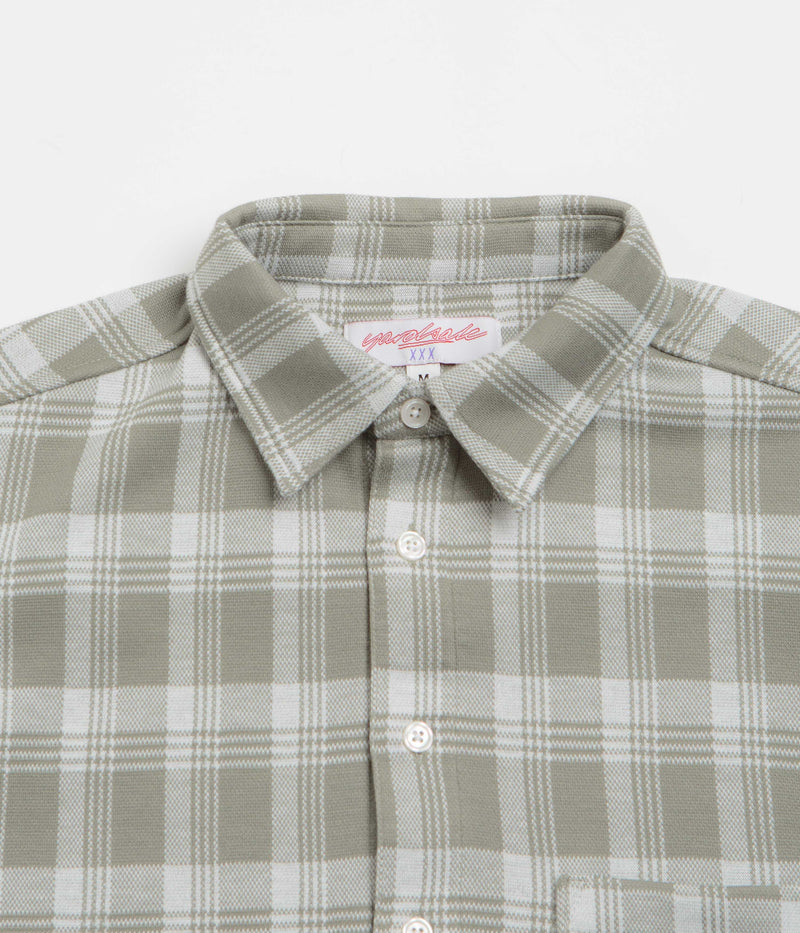 Yardsale YS Knitted Short Sleeve Shirt in Stone and Olive