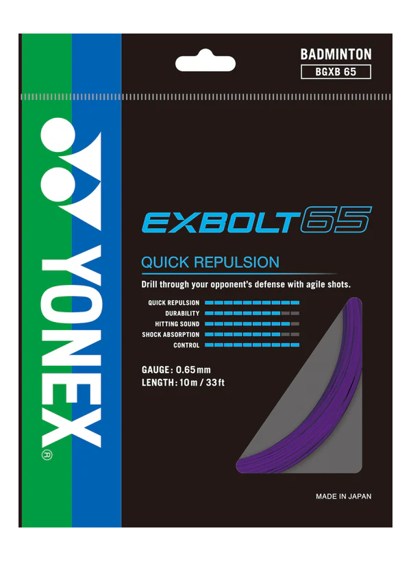 Yonex BG Exbolt 65 Badminton String (Purple)