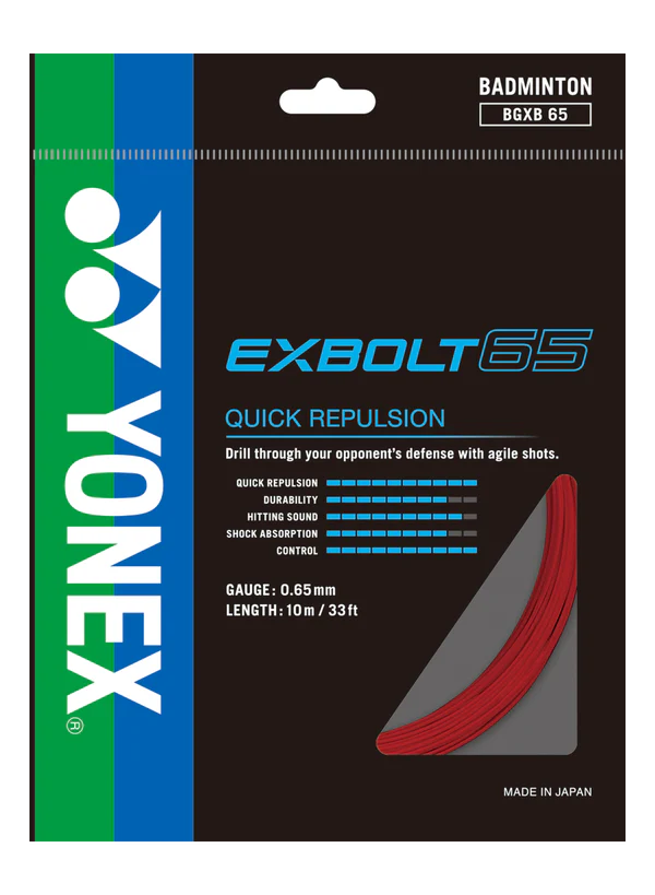 Yonex BG Exbolt 65 Badminton String (Red)