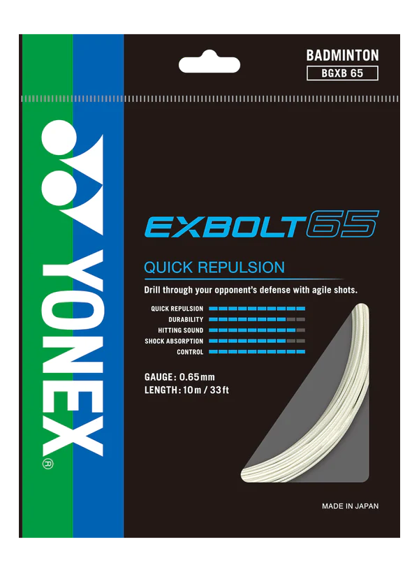 Yonex BG Exbolt 65 Badminton String (White)
