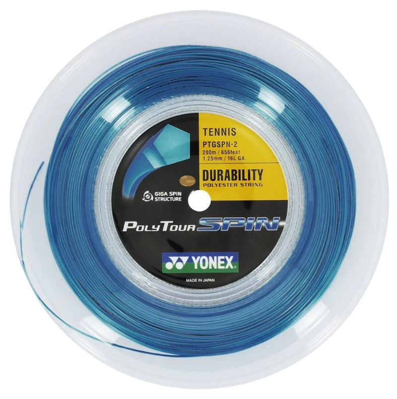 Yonex Polytour SPIN 16L Tennis String Reel in Cobalt Blue