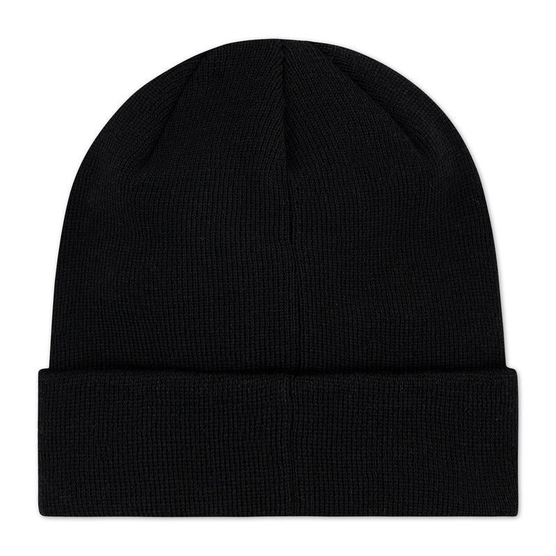 Youth cuffed beanie in black knit with folded cuff, logo not visible